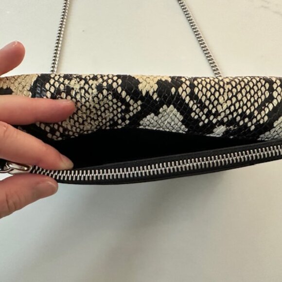 ALL SAINTS Fetch Snake Print Leather Crossbody bag with removable chain strap - Picture 5 of 12